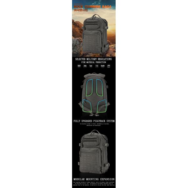 Black Outdoor Adventure Backpack For Leisure Climbing / Hydration Camping