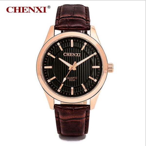 Latest Unique Design Rose Gold Case Luxury Style Fashion Watches Man Unisex Leather Watch