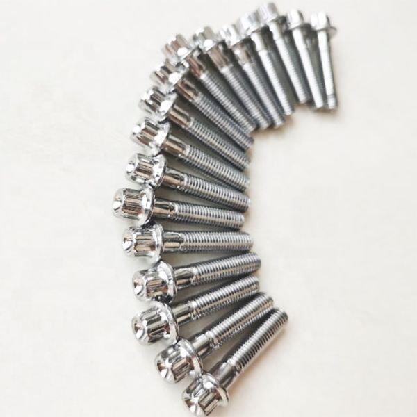 Universal Year M7*32mm 12 Point Chrome Wheel Hardware Bolts for Universal Cars Steel and Chrome Plated
