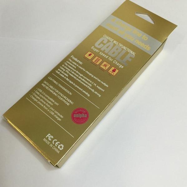 4C Burning Gold Data Cable Packaging Recyclable Paper Boxes Silk Screen Printing