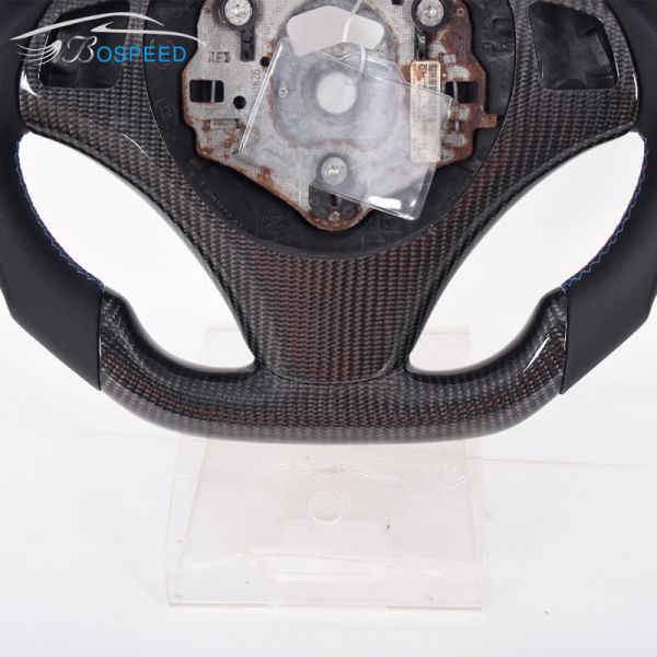 Tricolor Stiching Stripe Carbon Fiber Car Steering Wheel LED For BMW Racing