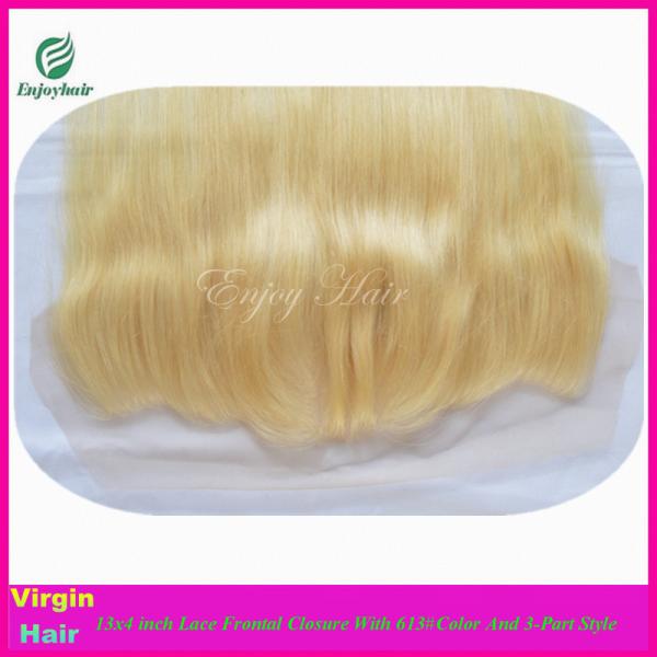 7A malaysian virgin hair 3-part lace frontals 13''x4'' ,613# color straight hair closure