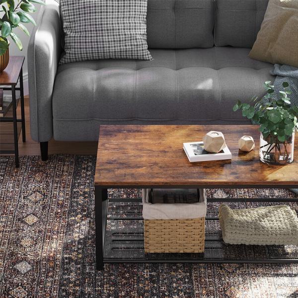 Coffee Table With Metal Shelf, Vintage Industrial Coffee Table For Sale, ULCT64X