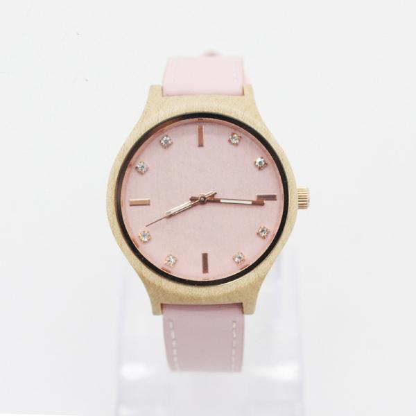 Modern Pink Minimalist Leather Watch For Women 3-10 ATM Water Resistant