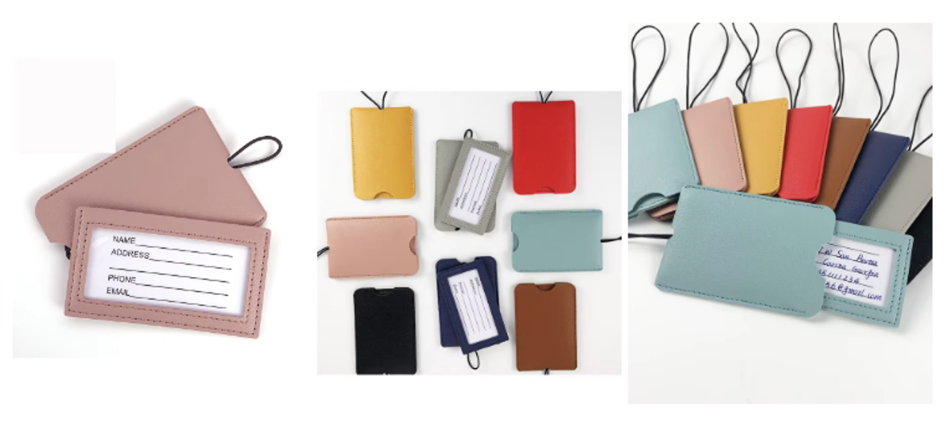 Fashionable PU Leather Luggage Name Tag Personalized Suitcase Label Custom Size