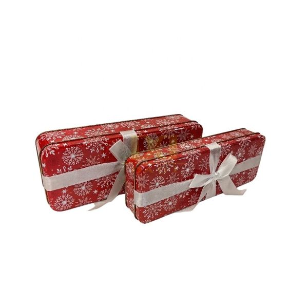 Custom Printed Rectangular Biscuit Cookie Tin Box Food Grade Metal Container for Bakery Gift Packaging Storage