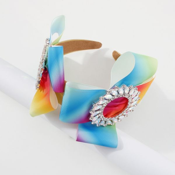 Creative gradient color rainbow hair hoop headbands lady girls fashion exaggerated insert drill Yiwu accessories