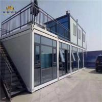 Casas modulares do recipiente do escritório da casa pré-fabricada do bloco liso com parede de vidro