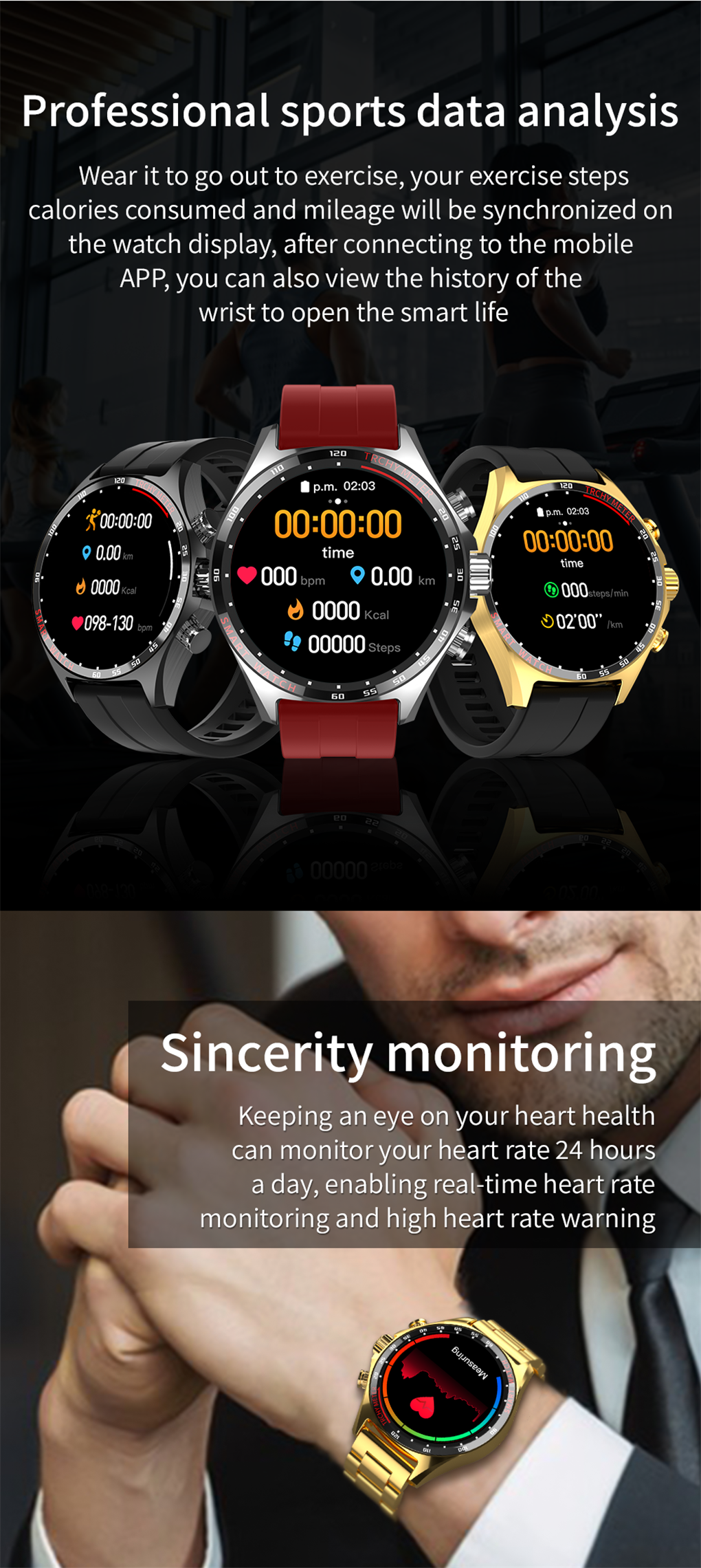 Eraysun Mens Smart Watches Hombre HD Display with Multiple Sports Healthy Monitoring Support NFC Digital Watches
