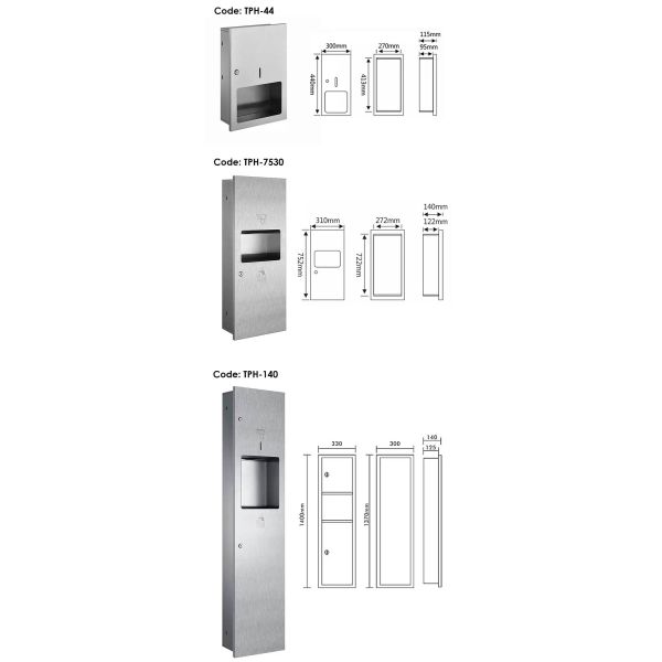 2 In 1 Recessed Paper Towel Dispenser , Stainless Steel 304 Commercial Toilet Roll Holder