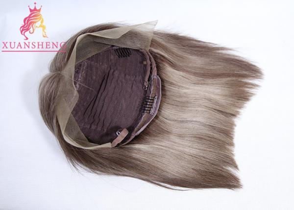 Brazilian Custom Human Hair Wigs  Light Brown Silky Straight Half Lace Wigs