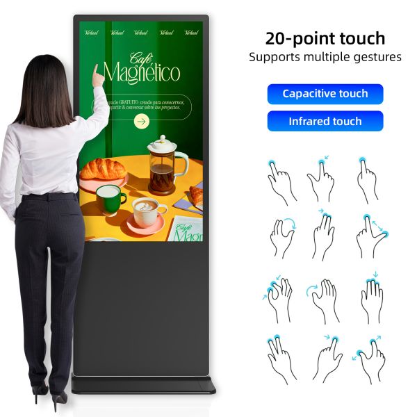 43 Inch Capacitive Touch Screen Digital Signage Advertising Kiosk 4K UHD Android