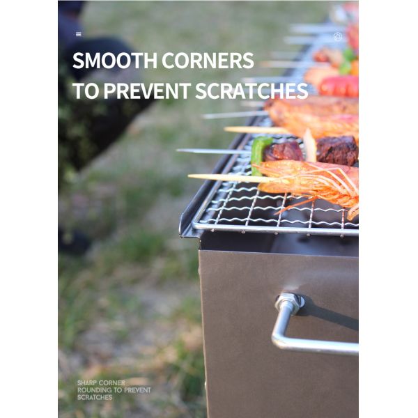 Flame Safety Device Non-Stick Coating BBQ Grill For Outdoor Camping And Charcoal Grills