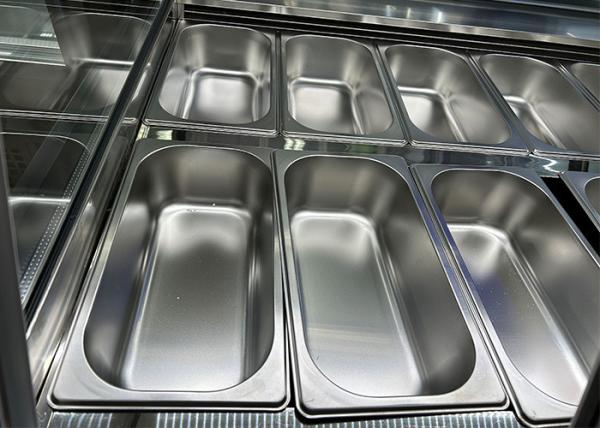 Congelador italiano comercial da exposição do gelado com luz personalizada do OEM das bandejas
