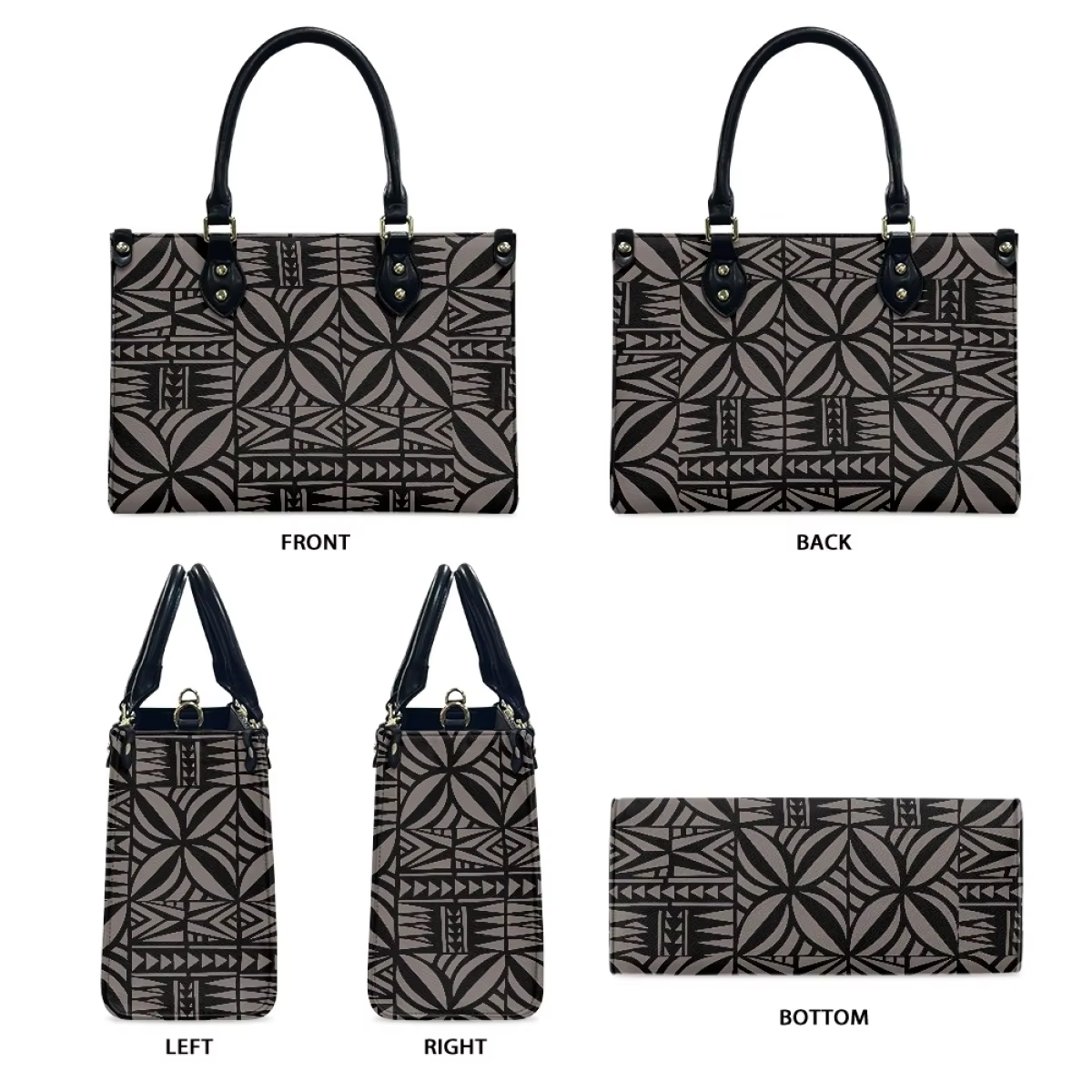All Seasons Black and White Polynesian Luxury Ladies Shoulder Bag Main Material PVC