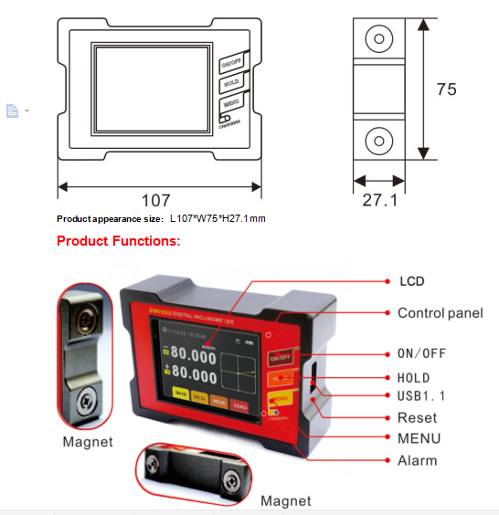 RION уклономер цифров высокой точности 0,003 Deg пуская метр по трубам угла установки