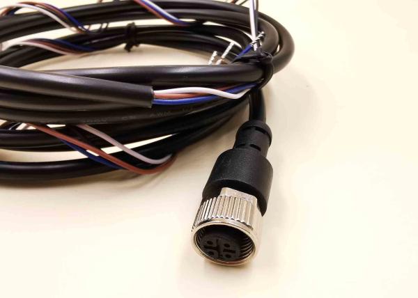 Connector Cable With Grommet Waterproof Brass PA66 Copper Alloy IP68 M12 4 Pin