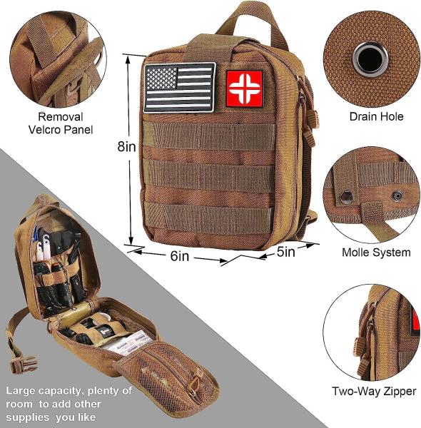 Emergency Survival Kit and First Aid Kit, 142Pcs Professional Survival Gear and Equipment with Molle Pouch