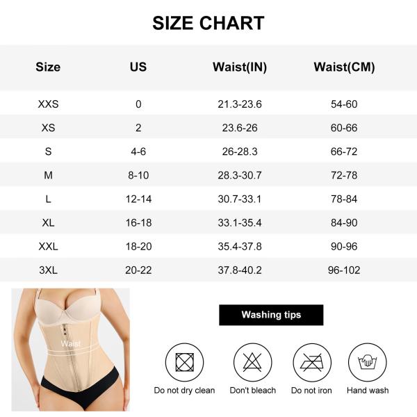 Women's Inner Hasp Zipper Waist Trainer with Standard Thickness and Corset Shaper Type
