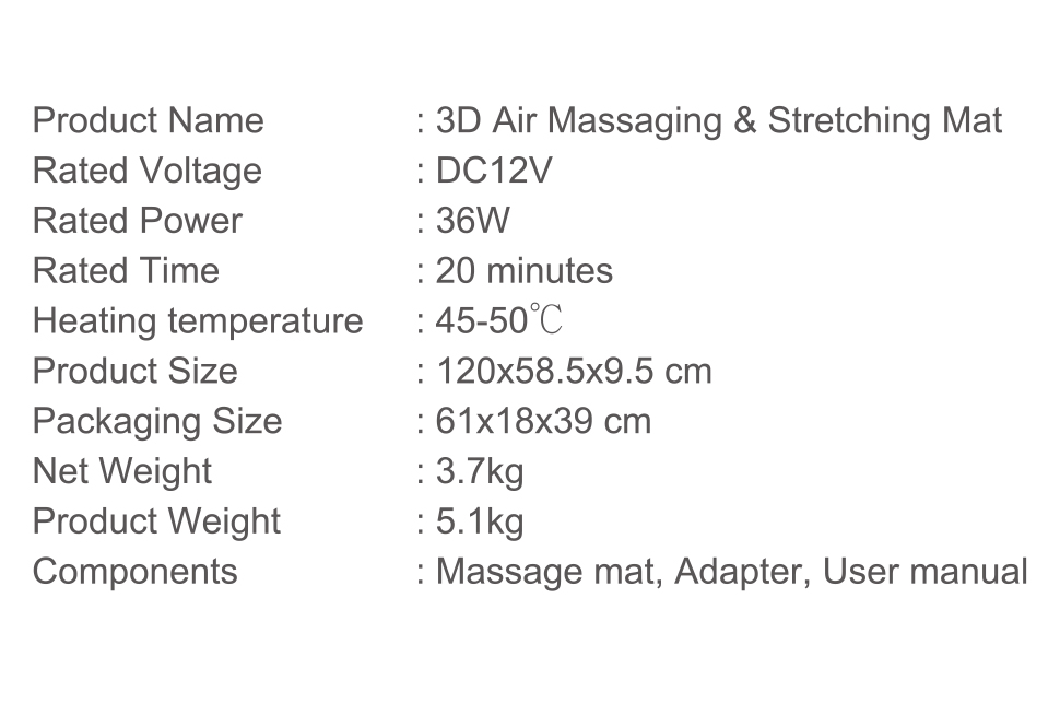 Portable Foldable Heating Massage Mattress with 4 Massage Modes for Full Body Relaxation