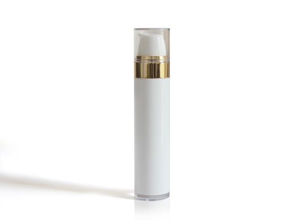 Recycle Elegant Solid White Airless Cosmetic Bottles Silkscreen Printing Surface