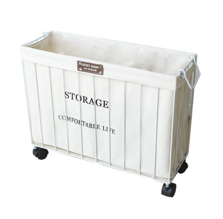 Iron Dirty Clothes Basket North Europe Simple Toy Book Sundry Basket With Wheel Sewing Storage Basket