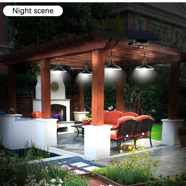 LED Solar Pendant Lamp 3M Cable Solar Shed Lights with Remote Control Solar Garden Light Outdoor Waterproof Patio Decoration