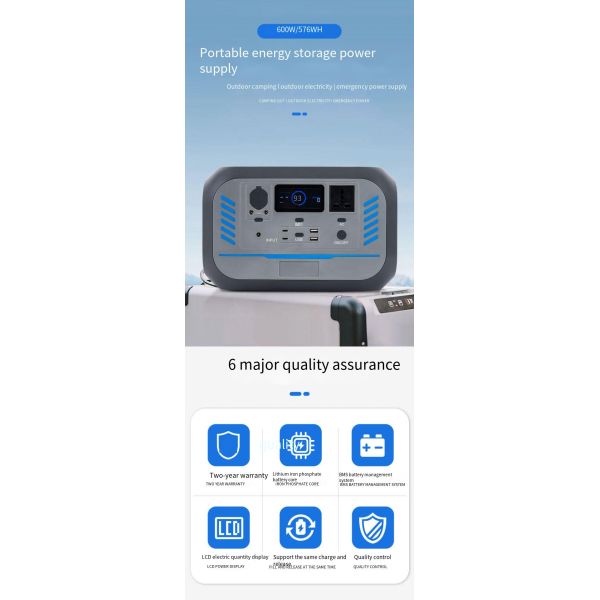 Портативный самоходный кемпинг Солнечная электростанция 600 Вт 220 В