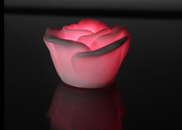 White Plastic Rose Shaped Led Night Light With Water Action Or Button Off / On