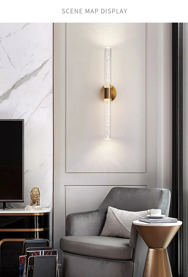Luxury Wall Lamp Bedside Background Lamp Home Decoration Modern Led strip Crystal mirror headlights(WH-MR-84)