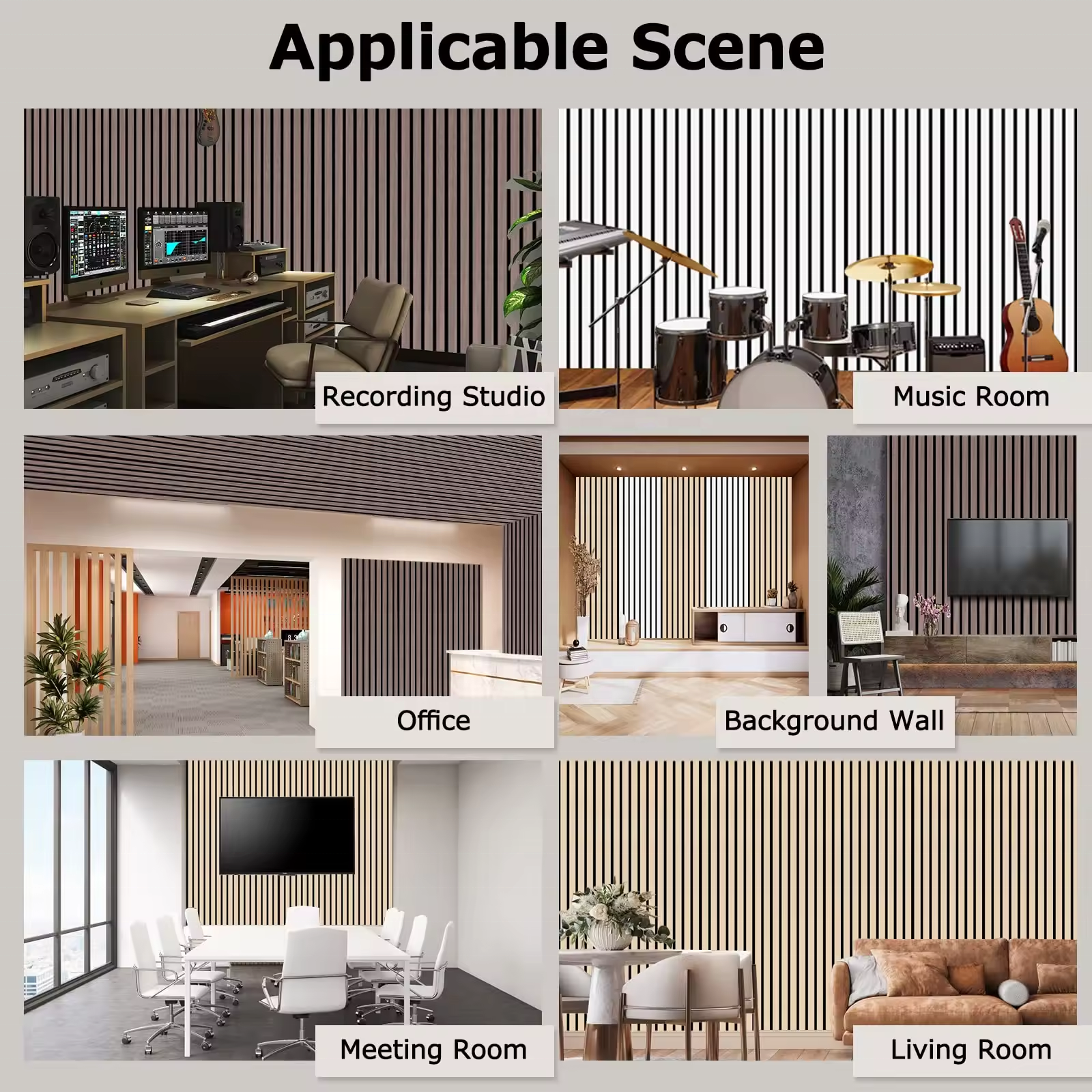 Fast Installation Wood Slat Acoustic Panels For Office Studio Easy Maintenance