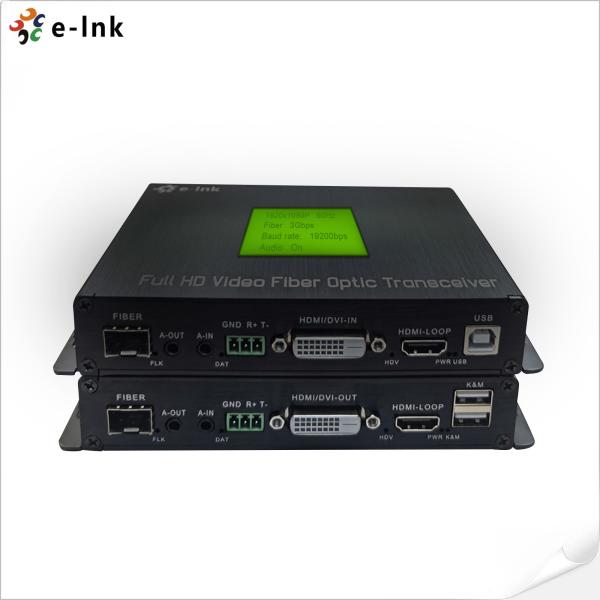クラウド管理 マルチ機能DVIファイバーコンバータ 1Ch 1080P DVI + USB KVM + 1Ch RS232 + 1Ch Bidiステレオオーディオ + 1Ch GPIO over Fiber Extender