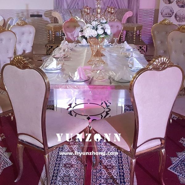 Luxury Royal Crown Head Wedding Chair Event Venue White and Gold Dining Chairs