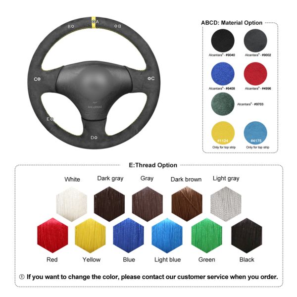 Alcantera Steering Wheel Wrap for Mazda MX-5 MX5 Miata NB 1999-2005 Protege5 2002-2003