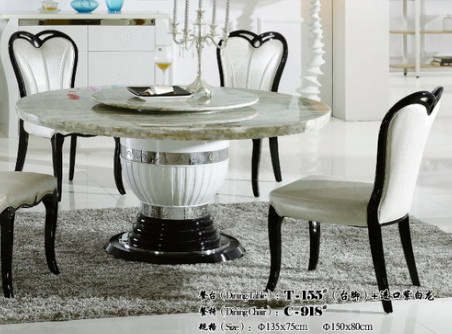 8 persons round marble dining table with Lazy Susan
