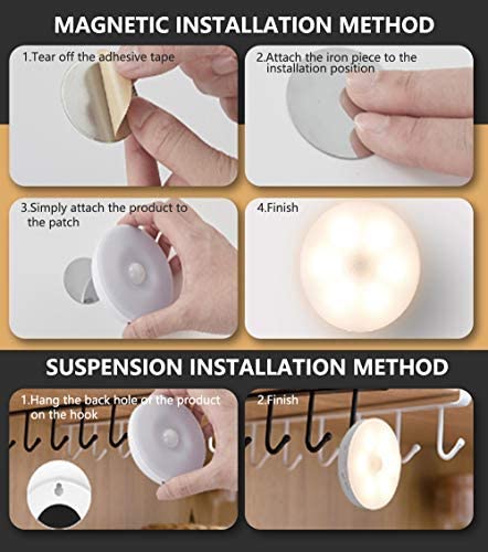 USB Rechargeable LED Motion Sensor Night Light, Stick-On Closet Dusk to Dawn Lights