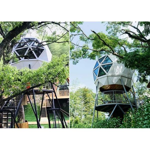 Легкая стальная рама сборный бунгало дома дерево купол отель домик садовый дом