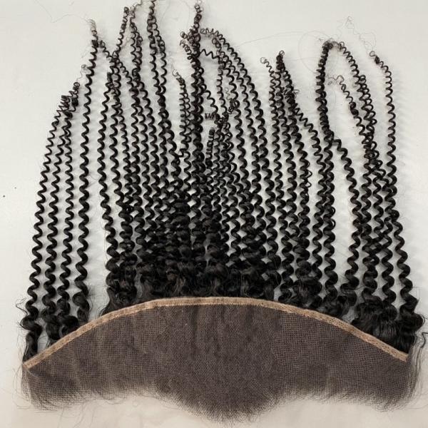 Kinky Curly 13x4 Lace Frontal Closure Human Hair Ear to Ear HD Lace Frontal Closure Free Part Brazilian Hair Extensions 150% Density Lace Frontal Human Hair Pre Plucked with Baby Hair 24 Inch