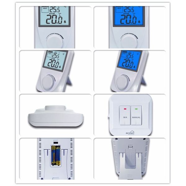 White Smart Household Wireless Room Thermostat  For Underfloor Heating