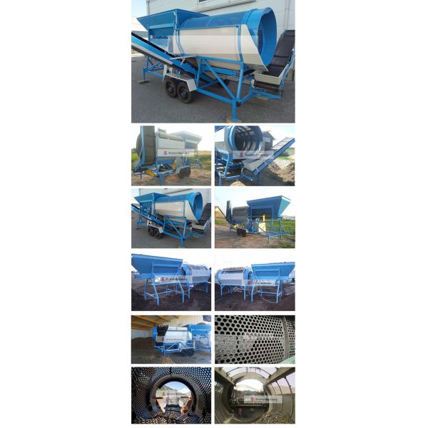 Mobile Type Soil Compost Trommel Screener Sifter and for Organic Fertilizer Screening