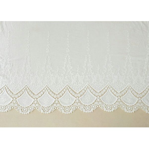 Customized Embroidery Cotton Lace Fabric By The Yard For Dress Cloth Off White Color