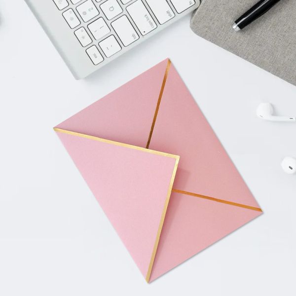 Rose Gold Pink Bronzing Paper Invitation Envelope Custom Logo