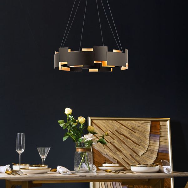 Art Deco Led Pendant Lights Living Dining Room round Moderne Oval LED Chandelier（WH-MI-114)