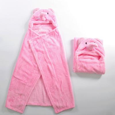 Pink Soft Flannel Hoodie Blanket Wearable Elephant Hooded Blanket