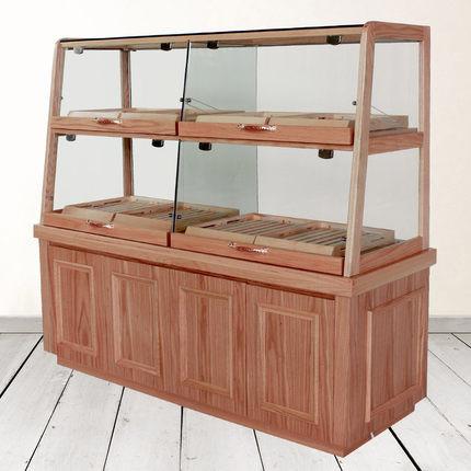 Bread Cake Shop Display Showcase Wood / Glass Material With Energy Saving LED Light