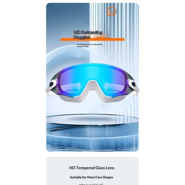 High Definition Anti-Fog Waterproof Adult Swimming Goggles, PC Lens Swim Goggles with Soft Silicone Straps