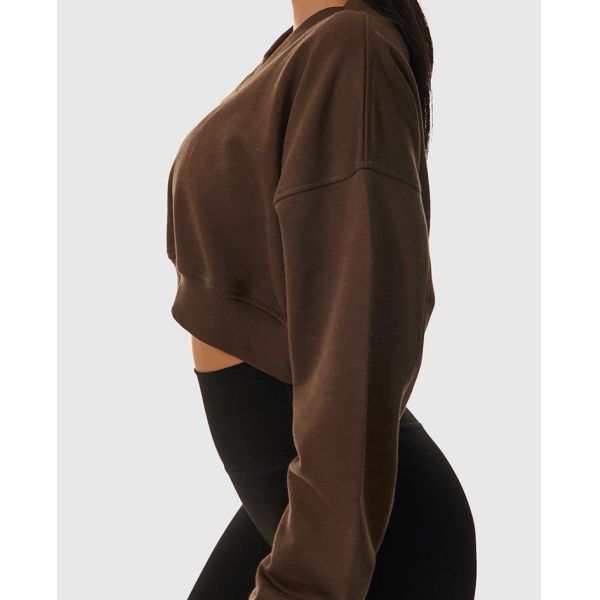 V женщин фабрики одежды небольшого количества - фуфайки рукава шеи 50% полиэстер хлопка топ-50% пуловера длинной случайное