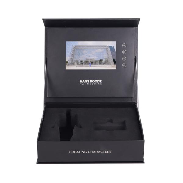 LCD Advertising video box, customized print 7 inch LCD video display gift box with customized EVA inlay