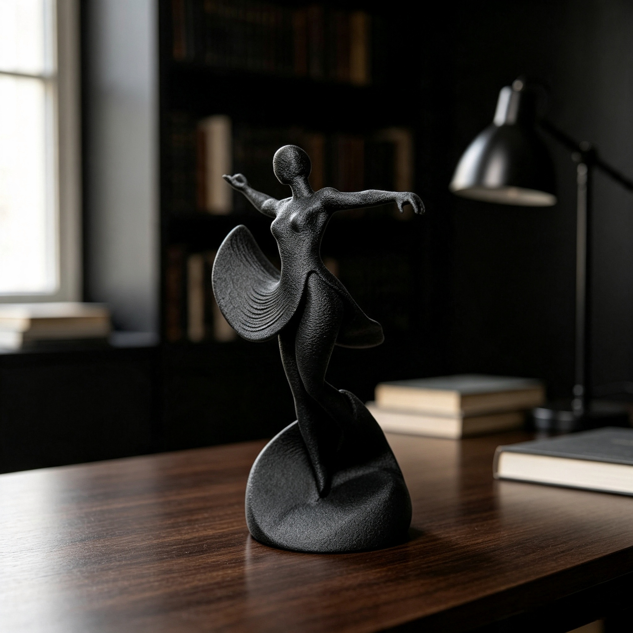 Abstract Dancing Woman Sculpture 3D Printed Art Ornament for Tabletop Interior Decoration