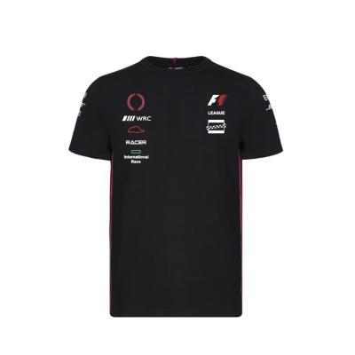 Custom Embroidered Plus Size Men'S Clothing Black Racing T Shirts for Sports and Games